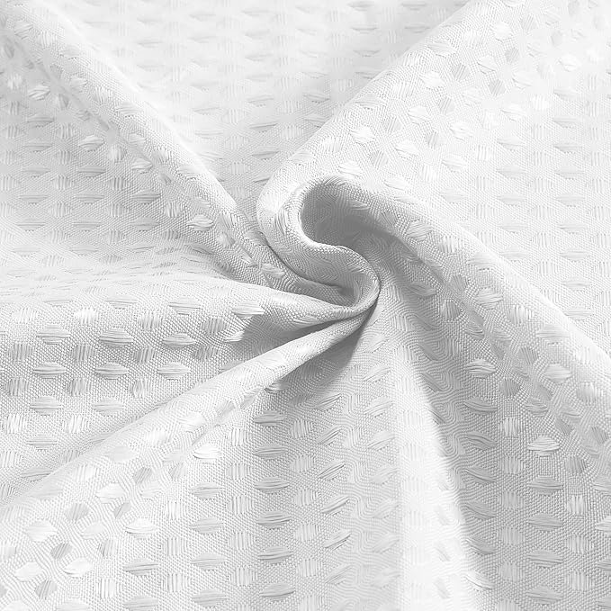 Indecor Home Luxury Dobby Weave Shower Curtain Elegant Hotel Style Fabric for Bathroom, Water Repellent, Machine Washable White Dobby