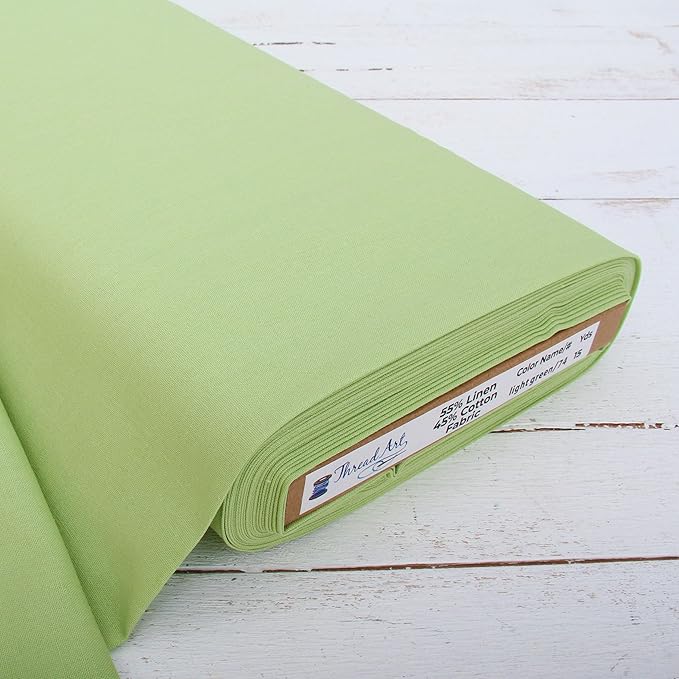 10 Yard Cut of Threadart Linen Fabric - Premium Cotton Linen Fabric for Embroidery, Cross Stitch, Apparel, Canvas, Home Décor- 55" Width - Light Green