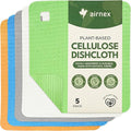 AIRNEX 5 Pack Cellulose Swedish Dishcloths for Kitchen - Eco-Concious Reusable Dish Towels & Cloths - Super Absorbent, Odor Resistant and Fast Drying Wash Cloths for Dishes & Surfaces