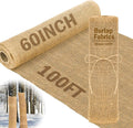Buryeah 60 Inch x 100 ft Burlap Fabrics Roll Natural Gardening Multipurpose Burlap Weed Barrier Garden Landscape High Density Fabric Jute for Outdoor Home Craft Party Decor Wedding