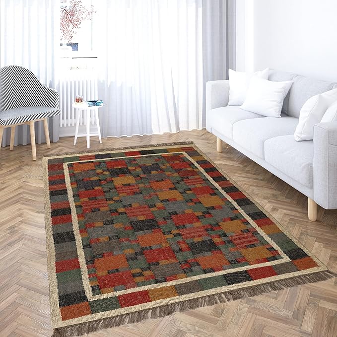 Klim Wool Jute Rug – Handwoven Elegance and Durability (Design 14)