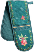 Maison d' Hermine Double Oven Mitt (7" x 35") 100% Cotton Heat Resistant BBQ Cooking Gloves with Loop for Thanksgiving Christmas Decorations Baking Cooking Barbeque Handling Hot Pan (Hygge Christmas)