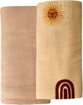 Leyl&Ari Muslin Swaddle Baby Blanket | 100% Organic Cotton Receiving Wrap (Sun & Arch Set)