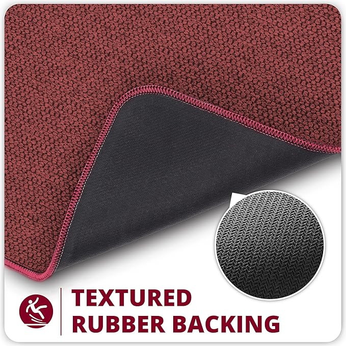 Bosap Christmas Bath Mat,Ultra Thin Bathroom Runner Rugs,Large Bath Mats for Bathroom,Quick Dry,Non-Slip,Machine Washable,Low Pile,Bath Rug,Shower Outside,Sink,Home Decor Accessories.Red,（17x59inch）