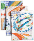 Maison d' Hermine Kitchen Towels Set of 3 100% Cotton 27.50" x 20" Reusable Cloth Tea Dish Towels Absorbent with Hanging Loop for Kitchen, Home, Dining, Cocktail Parties Spring/Summer (Gourmand)