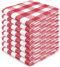 Blue Needles Waffle Weave Check Plaid Dish Cloths, 12x12 Inches 100% Cotton Set of 8 Dish Towels for Kitchen, Ultra Soft & Absorbent Kitchen Towels for Quick Drying Spring Summer - Burgundy & White