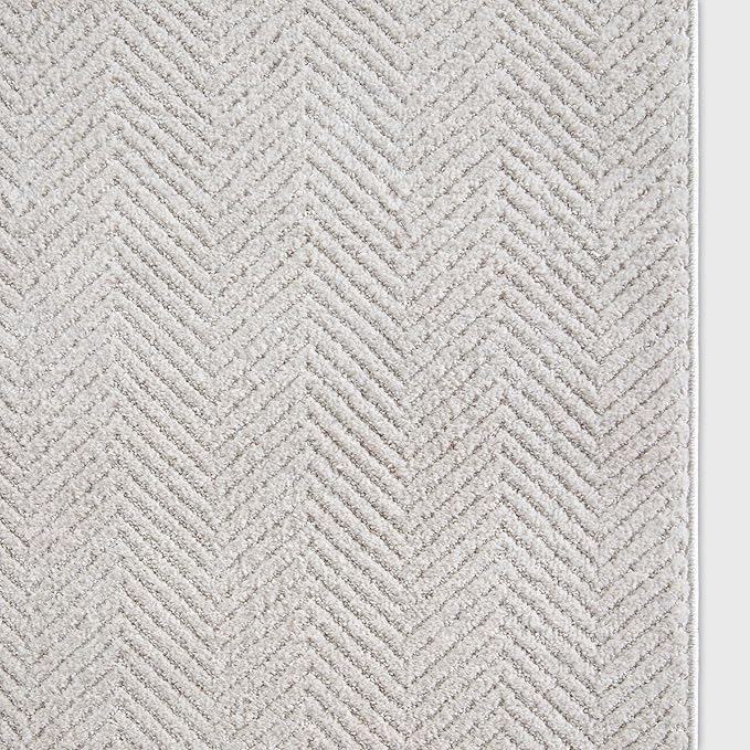 Well Woven Custom Size Hallway & Stair Runner- Harlow Pompeii Ivory 27 Inches Wide x 14 Feet Long Runner (27" x 14') Runner Rug - Modern Chevron Pattern, Ultra-Soft, Easy-Clean