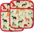 Pot Holders Set of 2 Heat Resistant 480℉ Kitchen 100% Cotton Comfortable Lining Printing Dog Flower Women Men Home Cooking Baking Microwave BBQ Gift(Dog)