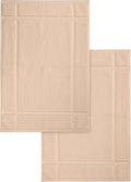 Ample Decor 100% Cotton Bath Mats 24 x 17 Inches, Quick Dry, 1350 GSM Banded Border Shower Bathroom Floor Mat, Not Bathroom Rug - Beige, 2 Pack