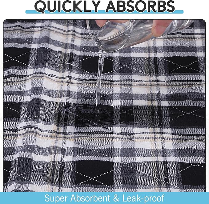 ESGPET Washable Pee Pads for Dogs - 18”x24” 8PCS, Whelping Pad for Puppy Training, Playpen Crate Bed Floor Protector, Reusable Dog Potty Pads Non-Slip, Super Absorbent & Odor Controlling, Black Plaid