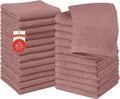 RIVERSIDE 24 Pack Washcloths Set - 100% Cotton [12x12 Inches] - 500 GSM, Soft, Quick-Dry & Highly Absorbent Face Towels - Perfect for Bathroom, Gym, Hotel, Spa & Travel - Dusty Rose