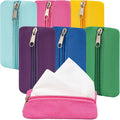Pocket Tissue Holder, 6 Packs Tissue Holder for Purse, Reusable Travel Tissue Pouch, Fabric Purse Zipper Enclosed Tissue Packs for Coins Tissue Cards Car Travel Office Home, 5.1 x 3.1 Inches