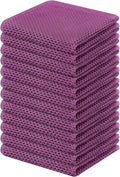 Kitinjoy 100% Cotton Kitchen Dish Cloths, 12 Pack Waffle Weave Ultra Soft Absorbent Dish Towels for Drying Dishes Quick Drying Kitchen Towels Dish Rags, 12 X 12Inch, Violet