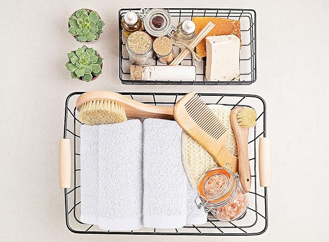 Utopia Towels 24 Pack Cotton Washcloths Set, 100% Ring Spun Cotton, Premium Quality Flannel Face Cloths, Highly Absorbent and Soft Feel Fingertip Towels, Grey, White