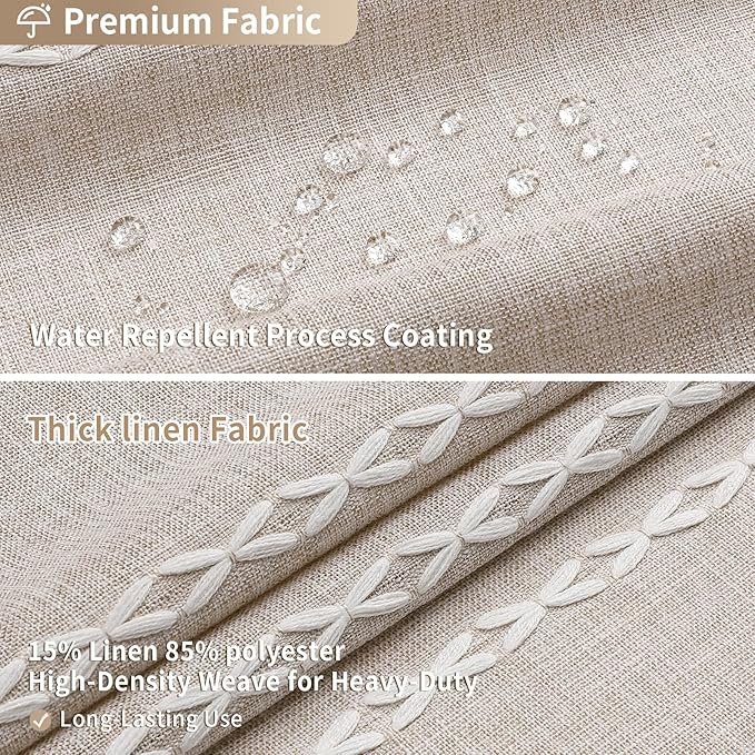 MitoVilla Boho Extra Long Shower Curtain 72 x 96, Taupe Modern Farmhouse 96 inch XL Polyester Linen Texture Tassel Fabric Shower Curtain Set with Hooks for Cottagecore Country Bathroom Decor,Taupe