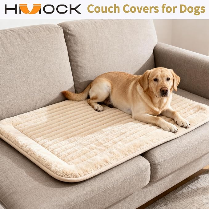 HMOCK Backseat Dog Bed for Car Back Seat, Dog Mat for Car Backseat Pet Bed Mat, Non-Slip Travel Pet Mat, Fit for Backseat Extenders and Trucks Suvs (Beige, 27.5x55 Inch)