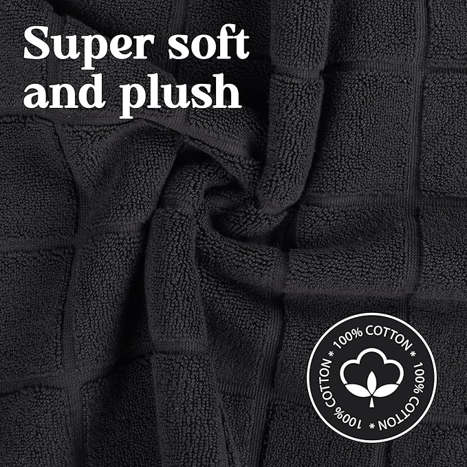 Superior 100% Cotton Bathmat Set, Bath Mats, Bathroom Decor, Shower, Bathtub Essentials, Home Accessories, Small Washable Rug, No Backing, Heavyweight, Nora Collection, Set of 2, 22" x 35", Black