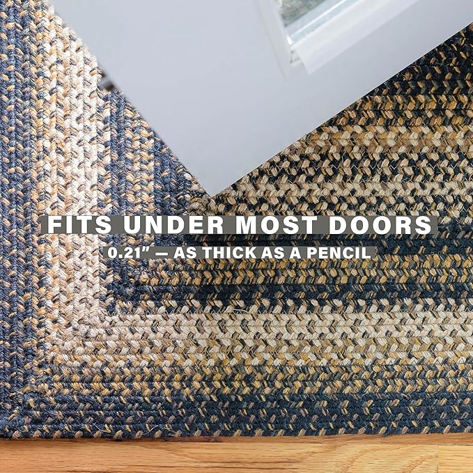Homespice Kilimanjaro Black & Tan Oval Jute Rug 20x30 - Braided Kitchen Rugs for Primitive Farmhouse Kitchen Decor, Reversible, No Shed Jute for Easy Maintenance