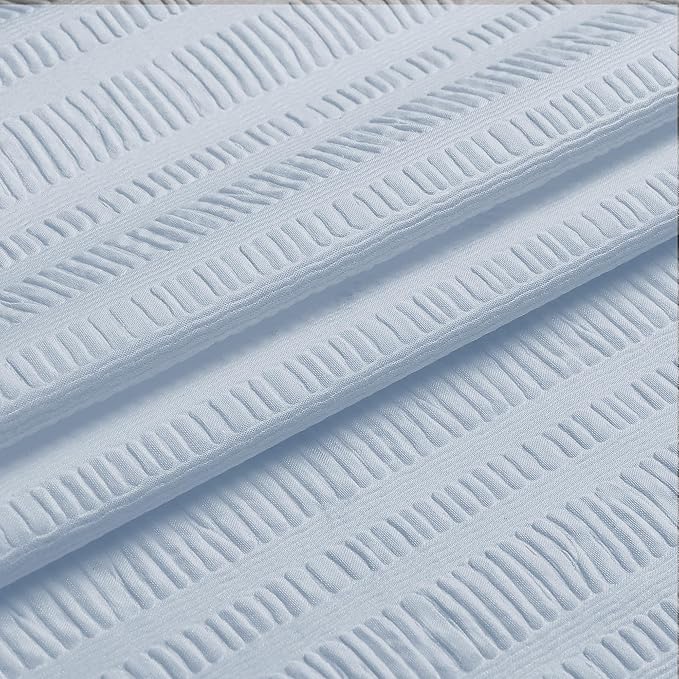 Aiyufeng Glacier Blue Shower Curtain for Bathroom, Embossed Textured Fabric Shower Curtain for Bathroom - Soft Cloth & Hotel Spa, Machine Washable, 72X96,Glacier Blue