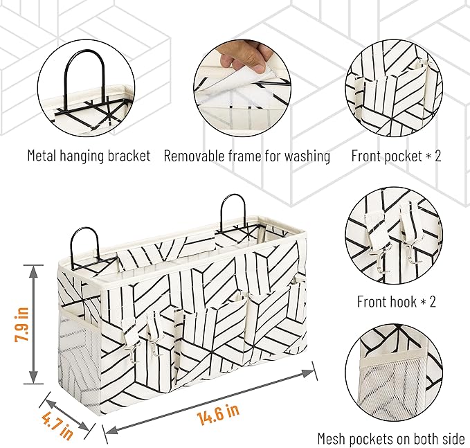 HZZTY BRNY 2pcs Large Wall Hanging Storage Bag, Door Closet Linen Fabric Pockets Organizer, Waterproof for Living Room Bedroom Bathroom Kitchen Office RV Camper with Hooks White