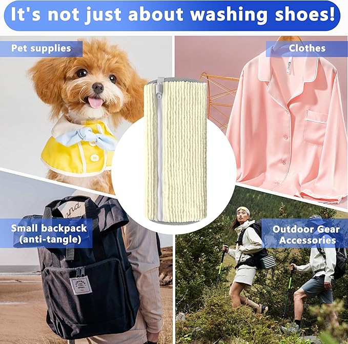 Xinambyh 2Pcs Reusable Shoe Washing Machine Bag for Washer and Dryer:Free Up Hands, Prevent Deformation,shoe bag with Zipper Protection Design, Use for all Shoes,Sports Shoes