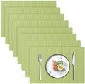Blue Forest | Rectangular Faux Linen Placemats Set of 8 | Dual- Layered Thickened for Durability | Heat Resistant | Machine Washable | Wrinkle Free for Easy Care Indoor/Outdoor Use - Grass Green