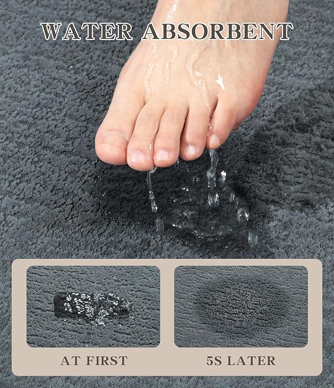 chakme Bathroom Rugs Mat 32x17, Ultra Thin Non Slip Bath Mat Quick Dry Absorbent Bath Mat for Bathroom Floor, (Light Blue, 32"x17")