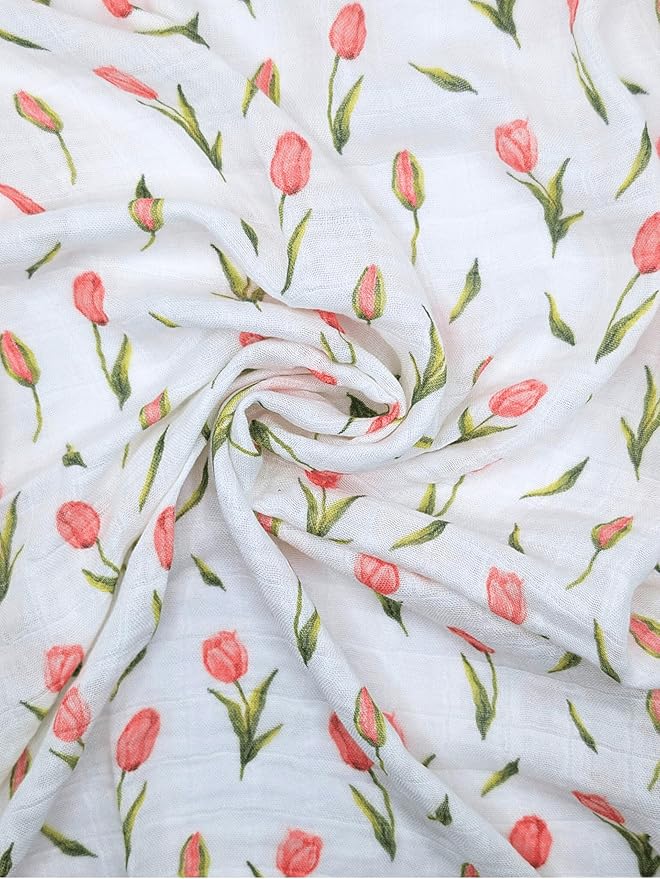 Stellar Kiddos Muslin Swaddle Blankets, Soft Breathable Cozy Baby Blankets for Newborn Boys and Girls, 47” X 47“, 2 Pack Receiving Swaddles, 70% Viscose from Bamboo 30% Cotton (Garden Grace)