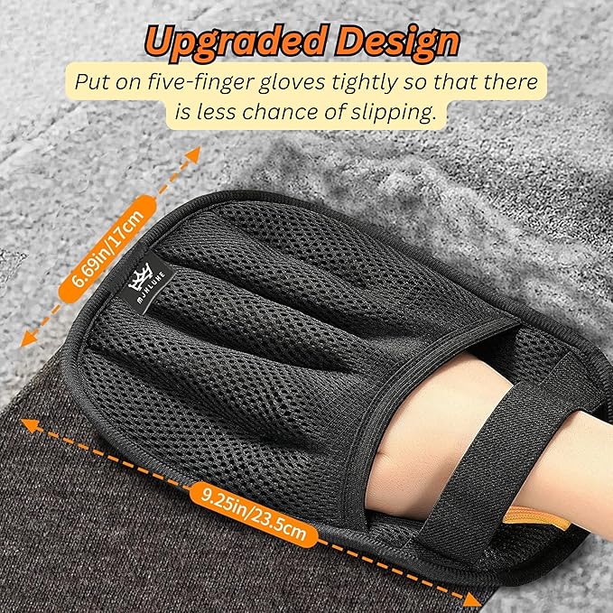 Mjhluxe Pet Hair Removal Glove for Cats & Dogs, Five-Finger Electrostatic Reusable Gloves for Removing Fur from Couch, Carpet, Clothing & Car Seats
