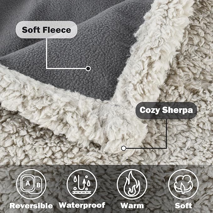 Kritter Planet Waterproof Bed Blanket for Couples, Washable Stain Proof Pad Bed Cover, Reversible Leakproof Protector, Liquid Pee Proof Blanket for Couch Sofa, 80x90 inch, King Size