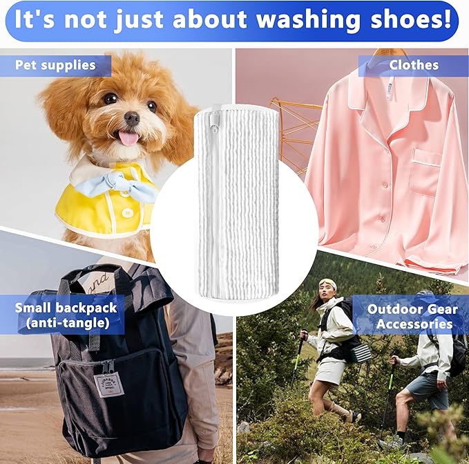 Xinambyh 2Pcs Reusable Shoe Washing Machine Bag for Washer and Dryer:Free Up Hands, Prevent Deformation,shoe bag with Zipper Protection Design, Use for all Shoes,Sports Shoes (White)