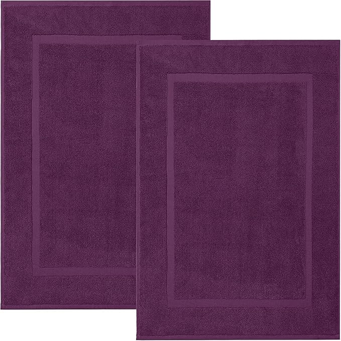 RIVERSIDE Bath Mat Set of 2 - Purple Bath Mats 21x34 Inches, Not a Bathroom Rug, 100% Ring Spun Cotton, Super Soft & Highly Absorbent Bathroom Floor Mats