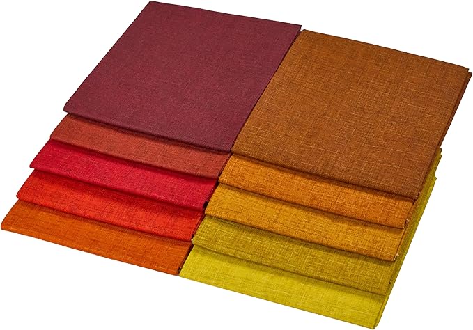 Craftido - 11 Options Solids with Tweed Tonals - Assorted Color Cotton Quilting Fabric Bundles 10pcs Fat Quarters 18"x21" - Medium Weight 5.2oz - for Quilting, Sewing and Crafts - Autumn Hues