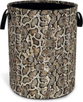 Faux Snakeskin Pattern Laundry Basket Oxford Cloth Python Laundry Hamper With Handle Foldable Portable Clothes Storage Basket 18.9 X 16.5 In Storage Bag For Laundry Room/Bathroom/Bedroom/Dormitories
