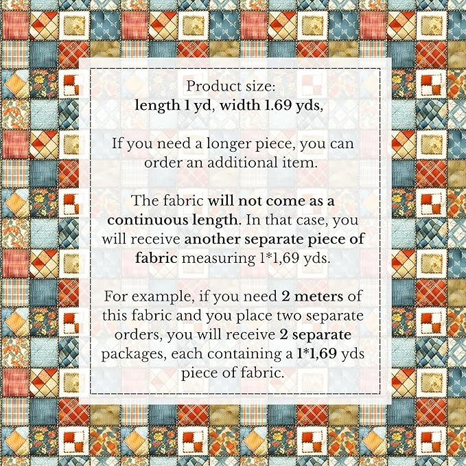 Vintage Floral Patchwork Cotton Fabric – Premium Turkish Printed Cotton 140 GSM, Pre-Cut 61 x 36.6 Inches, Quilting & Sewing Fabric for Crafts, Home Decor & DIY Projects