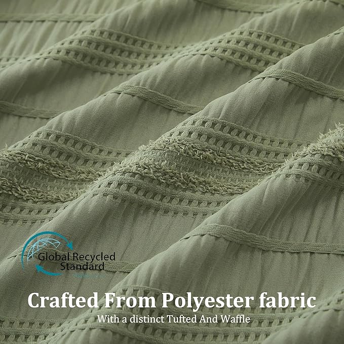 Siiluminisoy Sage Green Shower Curtain Farmhouse Shower Curtain for Bathroom Rustic Striped Fabric Shower Curtains 72 x 84