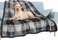PAVILIA Waterproof Blanket for Couch, Sofa | Waterproof Dog Blanket for Large Dog, Puppy, Cat | Pet Blanket Protector | Plush Soft Warm Fuzzy Sherpa Blanket Bed Throw, Plaid Grey, 60x80