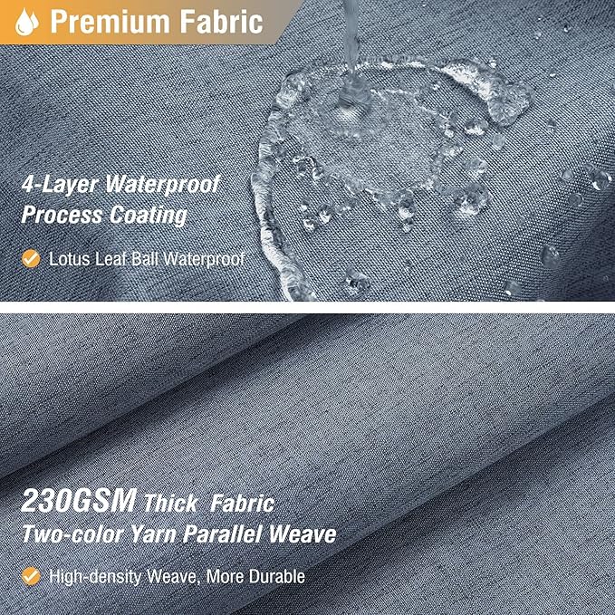 BTTN Extra Wide Shower Curtain - 108 x 72 Inch Linen Textured Waterproof Fabric Shower Curtain Set with 18 Plastic Hooks, Simple Wrap Around Cloth Shower Curtains for Bathroom and Bathtub - Blue Gray