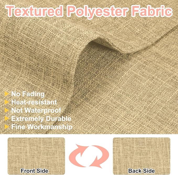HARFINGTON 6pcs Linen Fabric Placemats 12" x 18" Polyester Rectangle Place Mats Machine Washable Heat Resistant Kitchen Table Mats for Outdoor Indoor Party Family Holiday, Khaki