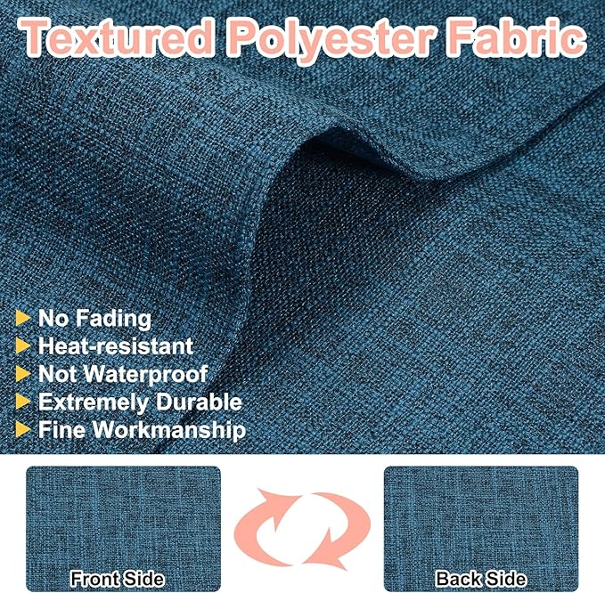 HARFINGTON 6pcs Linen Fabric Placemats 12" x 18" Polyester Rectangle Place Mats Machine Washable Heat Resistant Kitchen Table Mats for Outdoor Indoor Party Family Holiday, Navy Blue