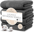 MAURA Grey Extra Large Turkish Cotton Luxury Bath Towels Set of 4. Ultra-Soft, Thick & Plush Towels for Bathroom - Space Gray