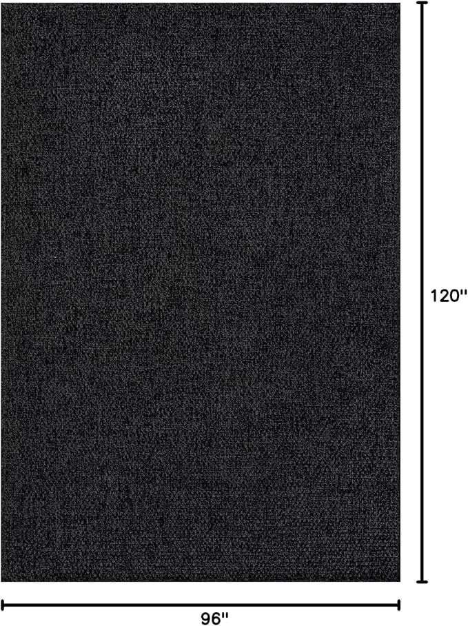 CAMILSON Easy Jute Rug 8x10, Indoor Outdoor Dark Gray Black Farmhouse Area Rugs for Living Room Patio and Kitchen Rug Solid Boho Woven Design Easy-Cleaning Washable Outside Carpet Alfombras (8 x 10)