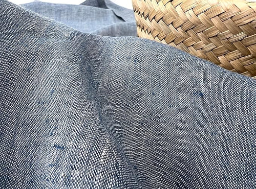 100% Linen Fabric – Yarn Dyed Chambray, Pre-Washed, Lightweight Crisp & Cool Handfeel, 52–54" Wide – The Linen Lab (Driftwood Blue 6924, 3y)
