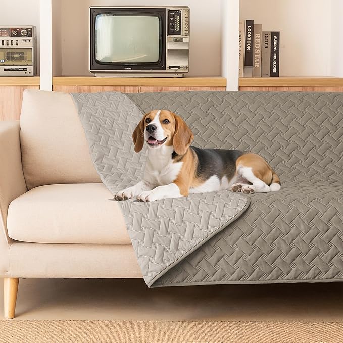 gogobunny Waterproof Dog Bed Cover Pet Blanket for Furniture Bed Couch Sofa Reversible (Dark Stone/Light Stone, 82x102 Inch (Pack of 1))