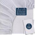 LANE LINEN 100% Organic Cotton Only Fitted Sheet Queen (Includes Pillowcases), 3 PC Set Soft Percale Weave, Queen Size, Soft, Breathable, Printed Fitted Fits Mattress Upto 15" Deep - Ticking Stripe