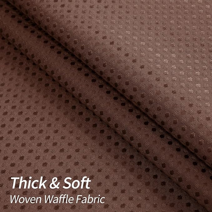 MitoVilla Extra Long Shower Curtain 72 x 84, Brown 84 inch XL Waffle Fabric Shower Curtains for Modern Luxury Bathroom Decor, Waffle Weave Textured Weighted Shower Curtain 84 inch