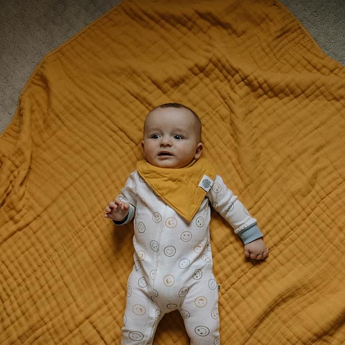 Parker Baby Muslin Blanket | 100% Soft Cotton Toddler Quilt & Baby Muslin Swaddle | Gender Neutral Design 47" x 47" Blanket