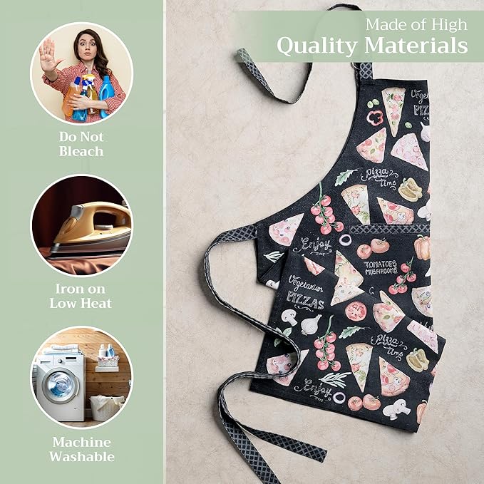 Maison d' Hermine 100% Cotton Apron for women with Pocket Kitchen Chef Apron for Men Cooking Gardening Server Waitress