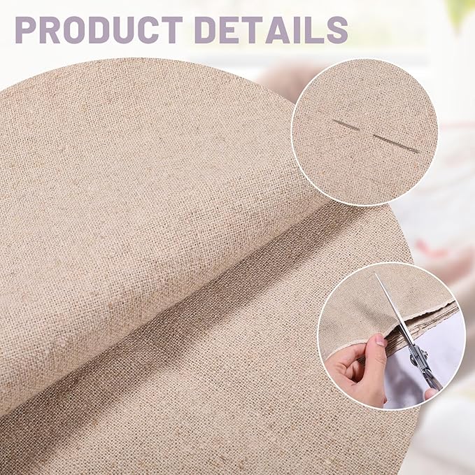 FREEBLOSS Linen Canvas Cloth Canvas Fabric by The Yard for Painting Coarse Linen Fabric 60x100cm/23x39inch