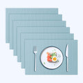 Blue Forest | Rectangular Faux Linen Placemats Set of 6 | Dual- Layered Thickened for Durability | Heat Resistant | Machine Washable | Wrinkle Free for Easy Care Indoor/Outdoor Use - Sky Blue